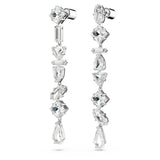 Swarovski Pendientes Mesmera, Diseño asimétrico, Tallas mixtas, Largos, Blancos, Baño de rodio
