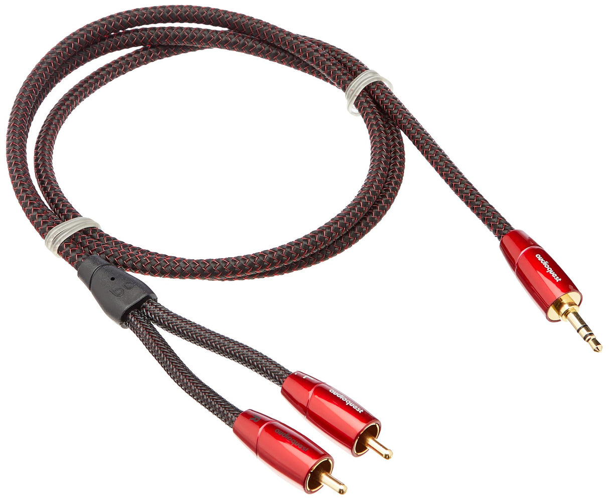 AudioQuest 1m Golden Gate 3.5mm - 2xRCA cable de audio 3,5mm Negro - Cables de audio (3,5mm, 2 x RCA, Cobre, 1 m, Negro)