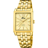 Lotus Reloj Hombre 18984/2 Square Series Caja de Acero Inoxidable 316l Dorado Correa de Acero Inoxidable 316l Dorado