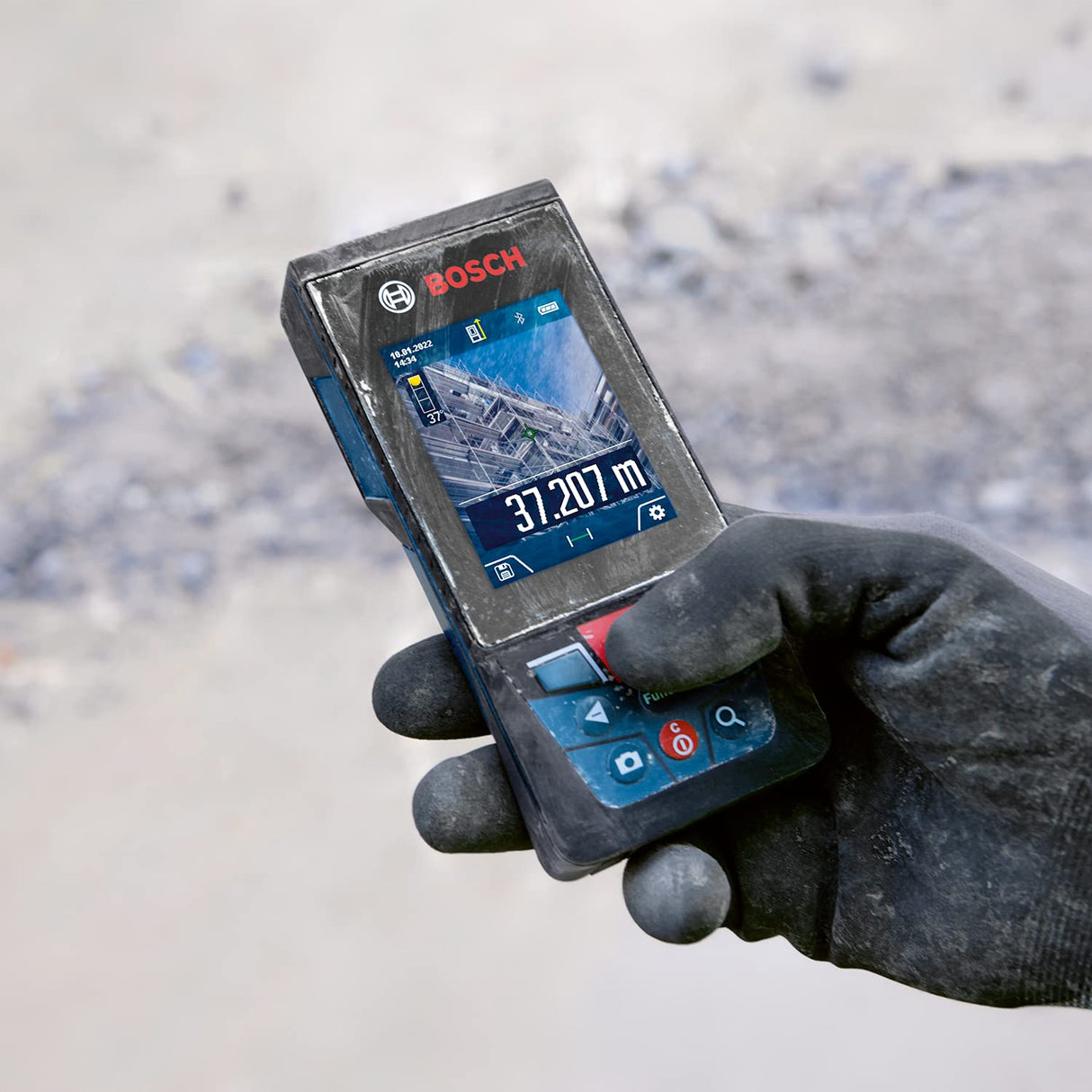 Bosch Professional Medidor Láser GLM 150-27 C (cámara integrada, batería de 3,6 V integrada, alcance: hasta 150 m, robusto, IP54, ±1,5 mm*, correa de sujeción, funda)