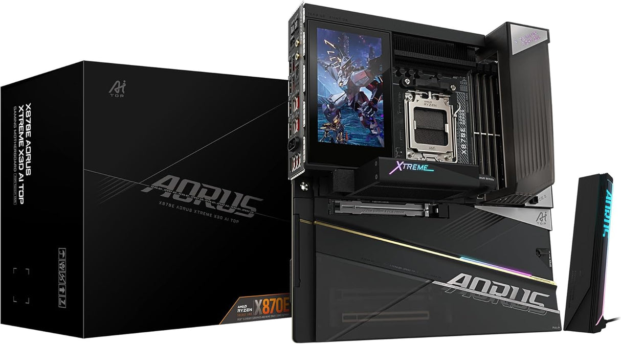 GIGABYTE X870E AORUS Xtreme X3D AI Top Motherboard - Supports AMD Ryzen 9000 Series Processors, 24+2+2 Phase VRM, up to 9000MHz DDR5 (O.C.), 2xPCIe 5.0 M.2 + 3xPCIe 4.0 M.2, Wi-Fi 7