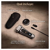 Braun Series 9 Pro+ Afeitadora Eléctrica Hombre, Máquina de Afeitar Barba Con Base De Carga y Funda De Viaje, En Seco Y En Mojado, 60 Min De Autonomía, 9517s, Plata