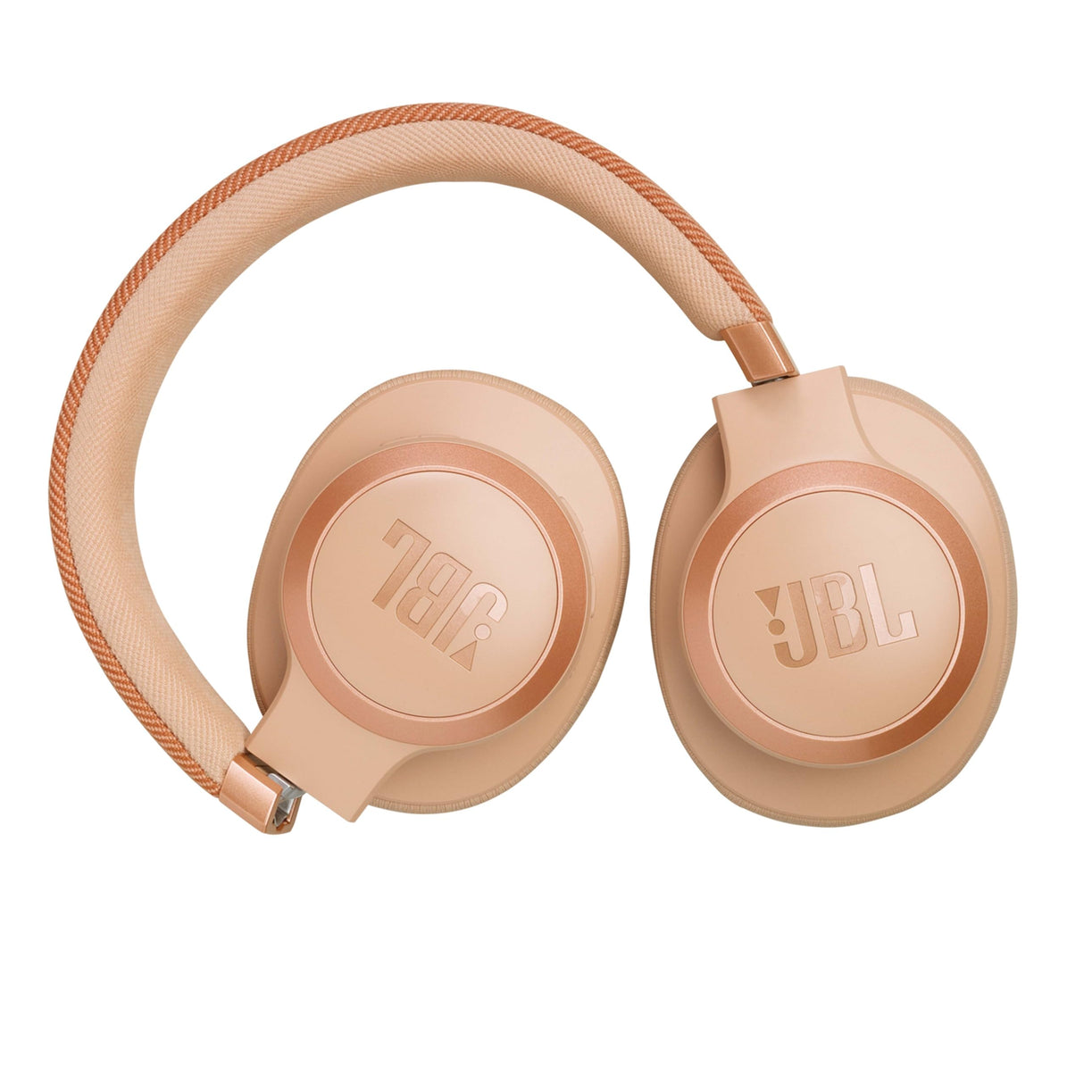 JBL Auriculares inalámbricos circumaurales Live 770 NC, con tecnología Bluetooth y cancelación adaptativa de ruido, hasta 65 horas de reproducción, beige