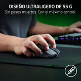 Razer DeathAdder V3 HyperSpeed - Ratón ergonómico e-Sports inalámbrico Ultraligero para Juegos con 26K dpi (55g, Revestimiento Suave al Tacto, 100h de duración de la Pila, HyperSpeed 8K Hz) Negro