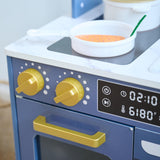 Teamson Kids Cocina de Madera Azul para niños con Lavadora, Mini huerto, Horno, Fregadero y 9 Accesorios para Juego simbólico Creativo