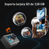 icefox Cámara Deportiva 4K con Pantalla táctil, Gran Angular de 170° EIS, Camara Acuatica de 40 m, Camara Deportiva con Control Remoto, Gris