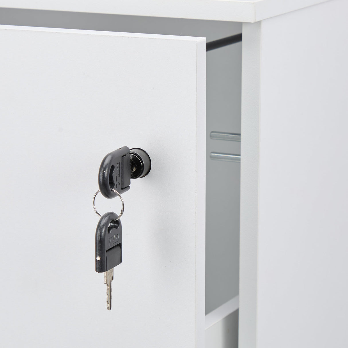 Relaxdays Mueble Archivador, 2 Cajones para Ficheros, 72 x 43 x 46 cm, Cajonera Oficina, Cierre con Llave, Blanco