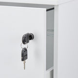 Relaxdays Mueble Archivador, 2 Cajones para Ficheros, 72 x 43 x 46 cm, Cajonera Oficina, Cierre con Llave, Blanco
