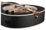 Ortega Guitars Guitarra resonadora para zurdos – Americana Series – electroacústica con barra de labios – caoba con acabado negro satinado desgastado negro (RRG40CE-DBK-L)