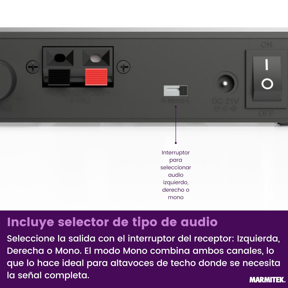 Transmisor de Audio Marmitek para Altavoces - Marmitek Speaker Anywhere 750 - Audio inalámbrico - Conexión de Dos Altavoces HiFi - 1 transmisor / 2 receptores (50 W RMS)