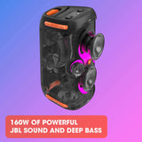 JBL PartyBox 110 Altavoz con Bluetooth portátil con efectos de luces para fiestas, IPX4 a prueba de salpicaduras, 12 horas de reproducción, TWS, altavoz para interiores y exteriores, negro