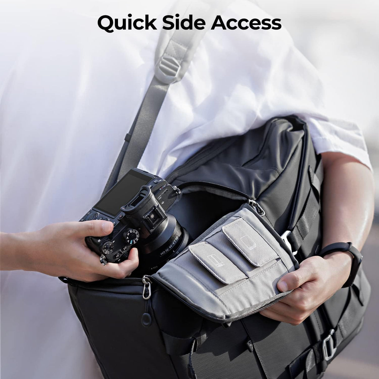 K&F Concept Mochila Camara Multifuncional， Mochila Fotografía Profesional, Mochila Fotográfica para Reflex Impermeable, Bolsa Cámara Compartimento para Portátil de 15.6 Pulgadas(20L) Negro