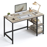 VASAGLE Escritorio, Mesa de Ordenador, con 2 Estante a la Izquierda o a la Derecha, para Oficina, Dormitorio, Estructura de Acero, Industrial, Greige y Negro LWD47MB