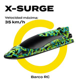 OVERMAX X-Surge Barco de Carreras RC Teledirigido con Luz LED, Velocidad de 35 km/h, 2 x Baterías de 1200 mAh, 30 Minutos de Diversión, Regulación de Velocidad, Alcance de hasta 100 m