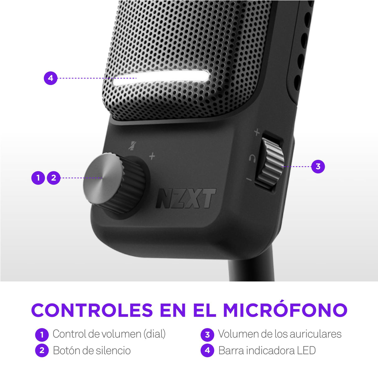 NZXT Capsule Elite - Micrófono de Condensador USB prémium para Gaming, Streaming, podcasting y grabación - Sonido Estudio - Diseño multiposición - Software DTS - Iluminación RGB - Negro