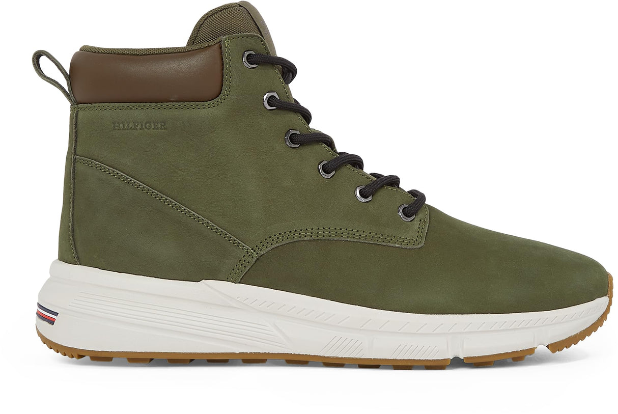 Tommy Hilfiger Botas de caña baja Hombre Light Hybrid de piel, Verde (Army Green), 44