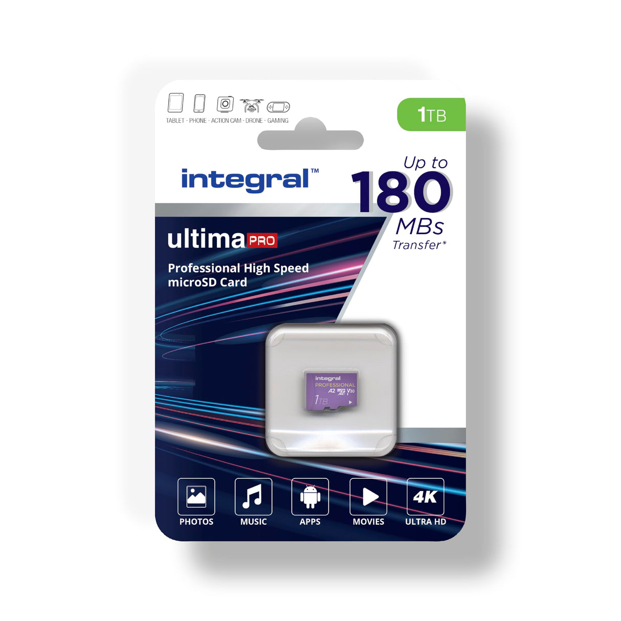 Integral tarjeta Micro SD de 1TB vídeo 4K velocidad de lectura 180 MB/s y velocidad de escritura 150MB/s MicroSDXC A2 C10 U3 UHS-I 180-V30 Nuestra tarjeta de memoria SD de alta velocidad más rápida
