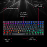 CHERRY MX 8.2 TKL Wireless, Teclado Mecánico Inalámbrico de Gaming sin Teclado Numérico, Distribución Alemana (QWERTZ), con Maletín Metálico de Transporte, Switches MX BROWN, Blanco