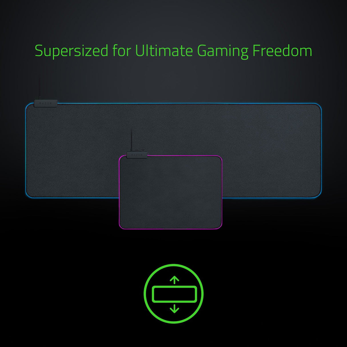 Razer Goliathus Extended Chroma - Alfombrilla suave para juegos con iluminación RGB (soporte para cables, superficie de tela, borde cosido, optimizado para todos los ratones) Negro