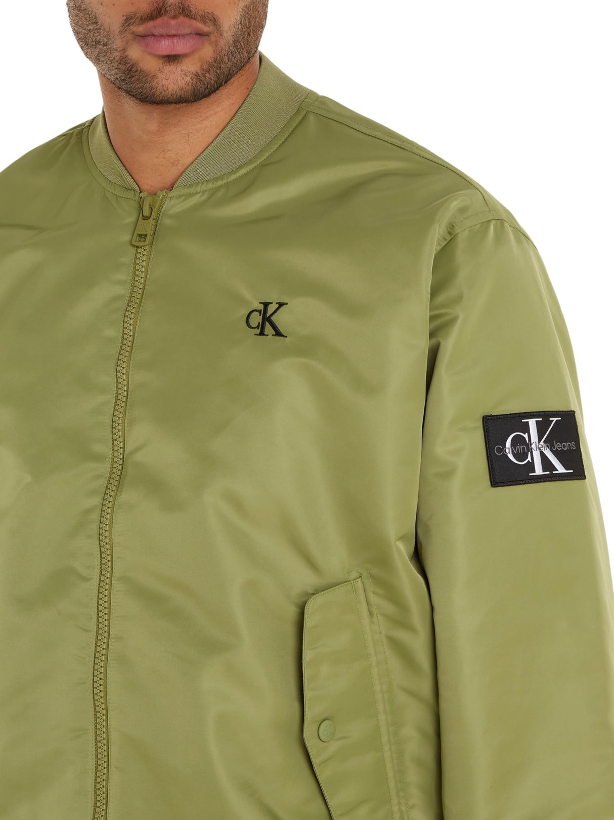 Calvin Klein Jeans Bomber Jacket J30J325110 Chaquetas de Tejido, Verde (Dark Juniper), M para Hombre