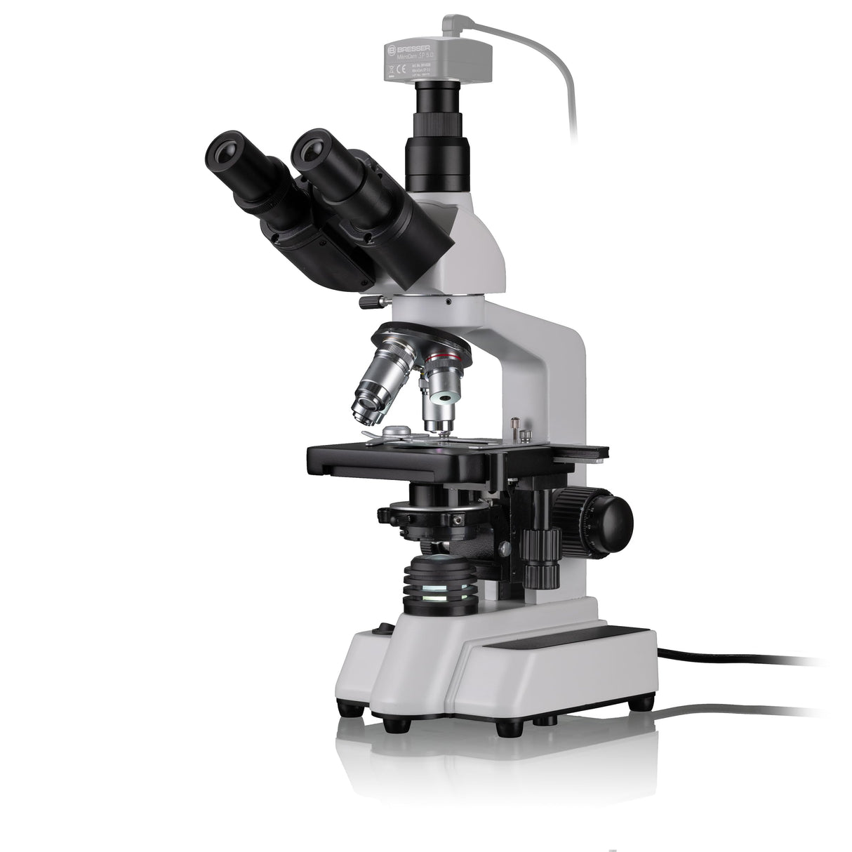 Bresser 5723100 Researcher Trino 40-1000x Microscopio, Negro/ Blanco