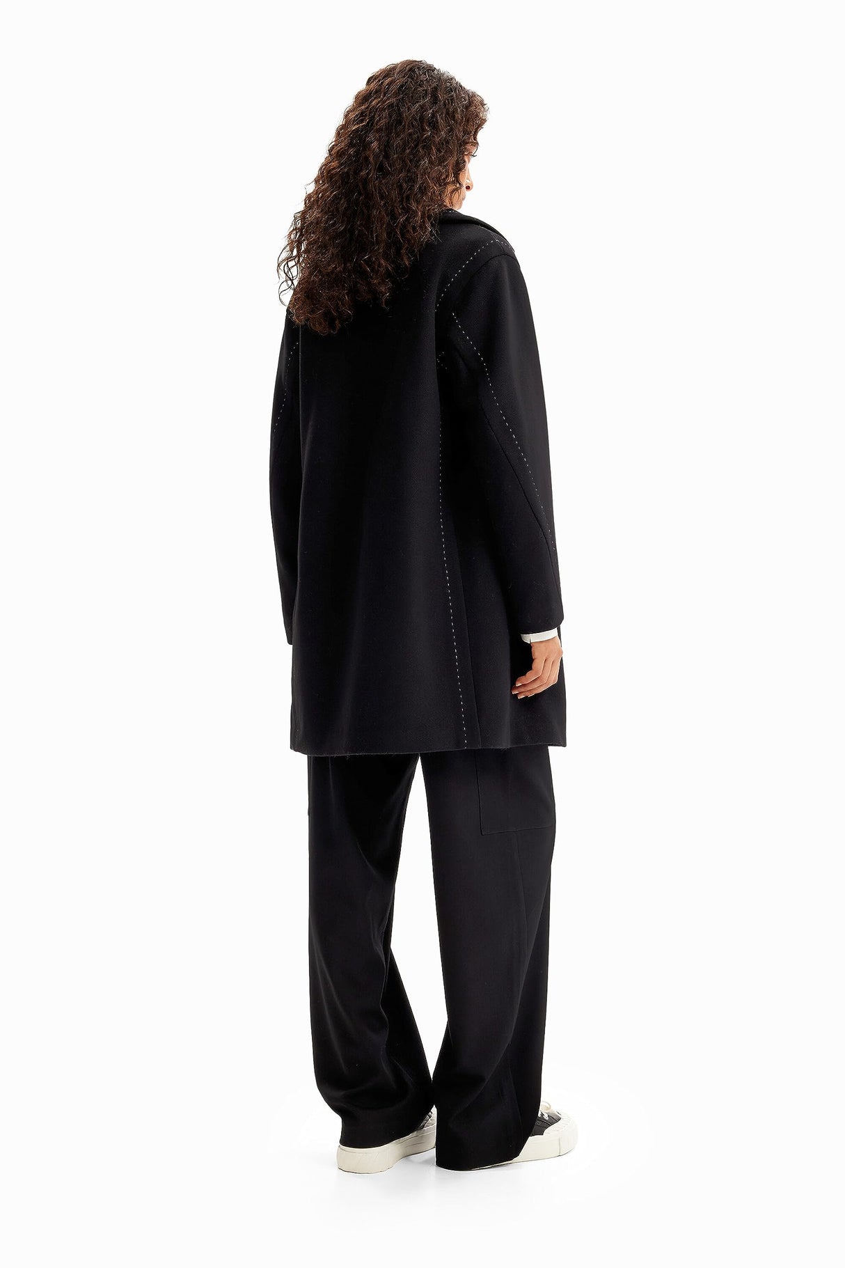 Desigual Coat_Stitch Woman Woven Overcoat, Negro, S Mujeres