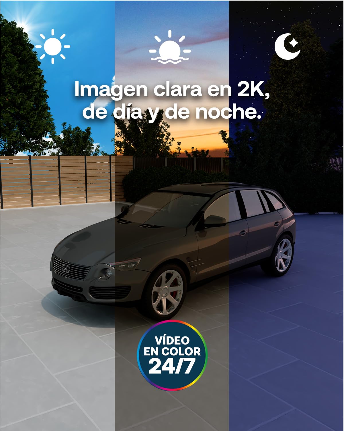 Arlo Essential 3 2K XL, cámara WiFi Exterior, batería de 24 Meses, visión Nocturna en Color, Sirena, Audio bidireccional, 2 cámaras Blancas