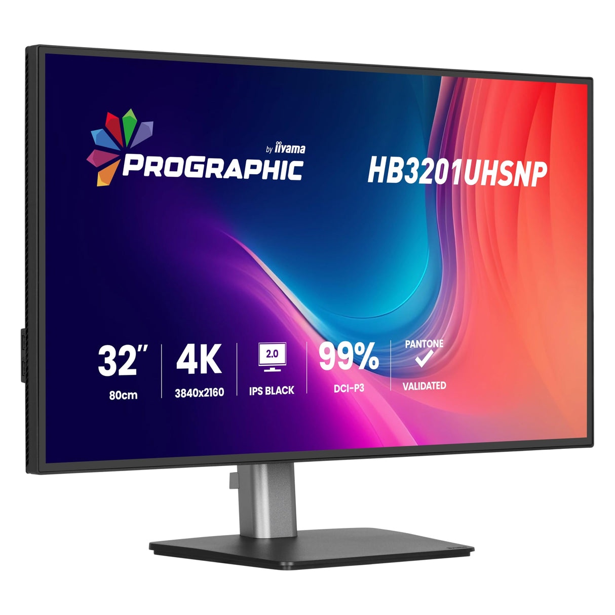 iiyama ProGraphic HB3201UHSNP-B1 32 IPS (DCI-P3 99%, sRGB 100%, validado por Pantone), UHD 3840 x 2160, 4 ms, 1 HDMI, 1 DP, 1 USB Tipo C 96 W PD, Salida DP