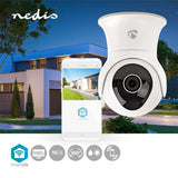 Nedis cámara para Exteriores SmartLife - Sistema de Seguridad para Exteriores con Sensor de Movimiento - wi fi, Full HD 1080p, Modo de visión Nocturna, Memoria Interna (16 GB), IP65 - Blanco