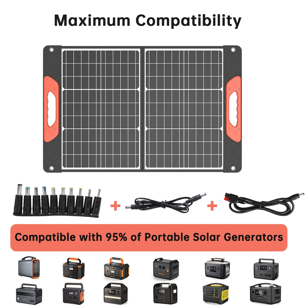 Rosaking 60W Cargador Solar Portátil, USB C+A + DC Panel Solar Plegable para Jardín, Balcón, Camping,para Generador Portátil, Pesca,Smartphone, GoPro,Portátiles