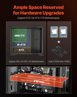 VEVOR Caja para PC Torre Media Doble Cámara con Panel de Vidrio Templado Filtro Magnético Antipolvo Gestión de Cables para GPU hasta 410 mm de Longitud Compatible con ATX/M-ATX/ITX, Sin Ventilador
