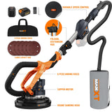 MAXXT Lijadora de pared 20V sin escobillas: Sistema de auto-aspiración, Control de velocidad continuo (600-1200 RPM), Disco de 225 mm, Plegable (extensible 110-165 cm), Para paredes y techos