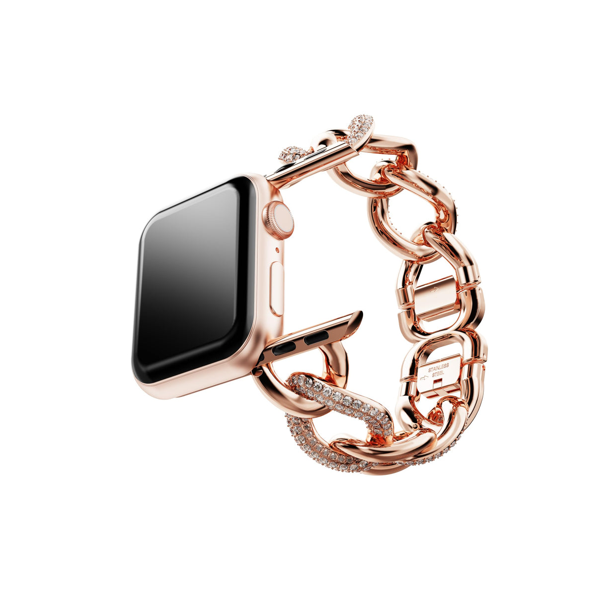Swarovski Correa de cadena, Para Apple Watch® 40 mm y 41 mm, Tono oro rosa, Acabado tono oro rosa