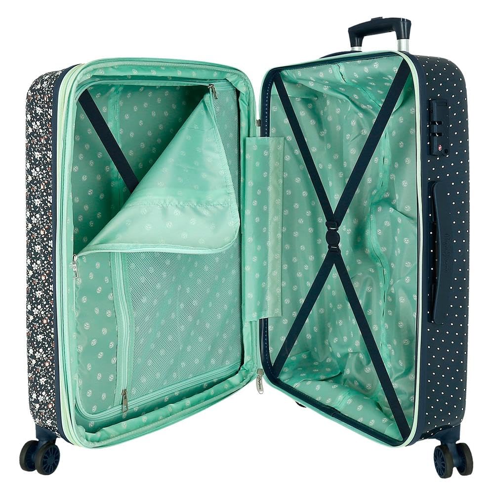 Pepe Jeans Alenka Juego de Maletas Azul 55/68 cms Rígida ABS Cierre TSA 104L 6,64 kgs 4 Ruedas Dobles Equipaje Mano by Joumma Bags