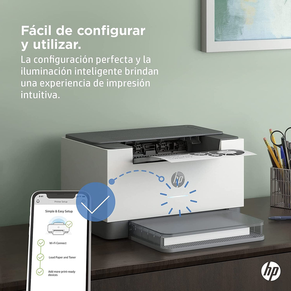 HP LaserJet M209dw 6GW62F, Impresora Láser A4 Monocromo - Impresión a Doble Cara Automática (29ppm, Wi-Fi, Ethernet, USB, Procesador 500MHz, Memoria 64MB, HP Smart App, Panel de control) Blanca y Gris