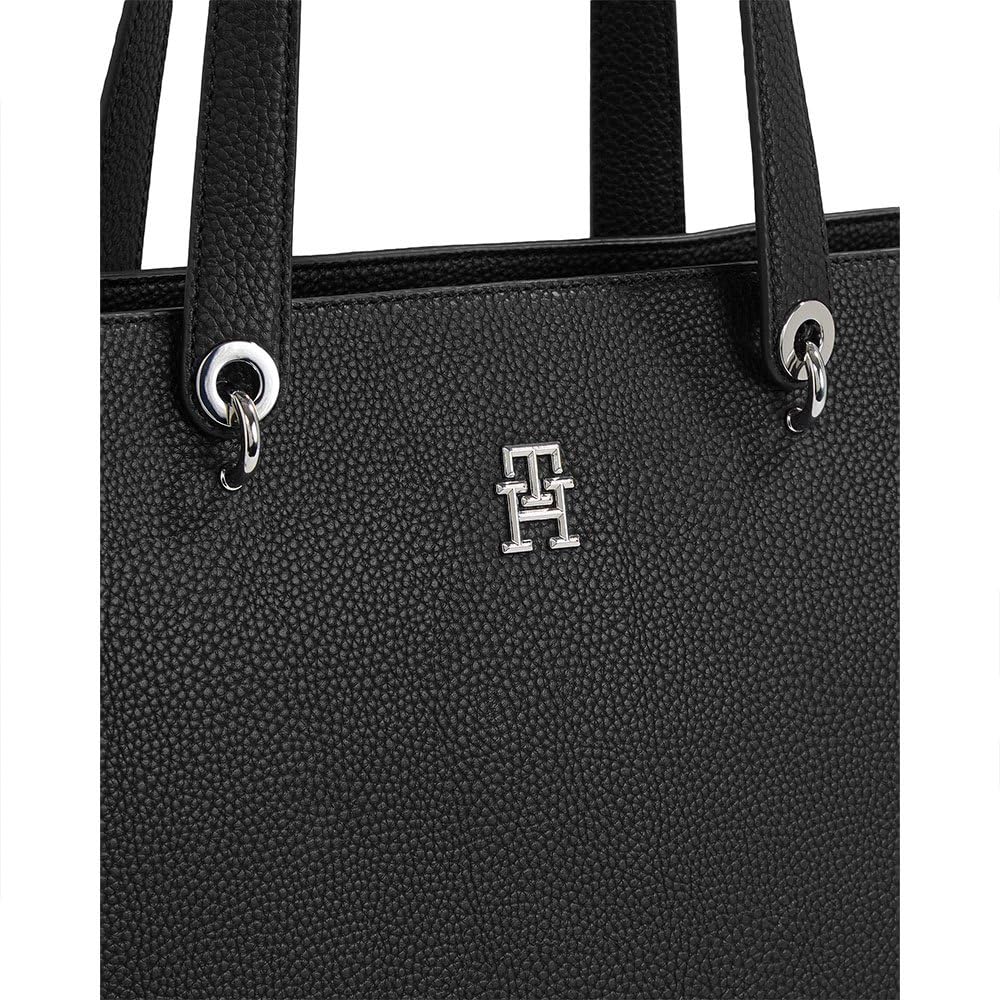 Tommy Hilfiger Bolso Tote Mujer Emblem grande, Negro (Black), Talla Única