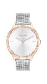 Calvin Klein Reloj De Movimiento De Cuarzo De Dos Manecillas para Mujer Colección CK Timeless con Correa de Malla de Acero Inoxidable Plateada - 25100006