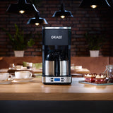 GRAEF Cafetera de filtro FK512 negra temporizador, jarra de vacío de acero inoxidable, indicador del nivel de agua, desconexión automática y optimización del sabor gracias al gran cabezal de infusión