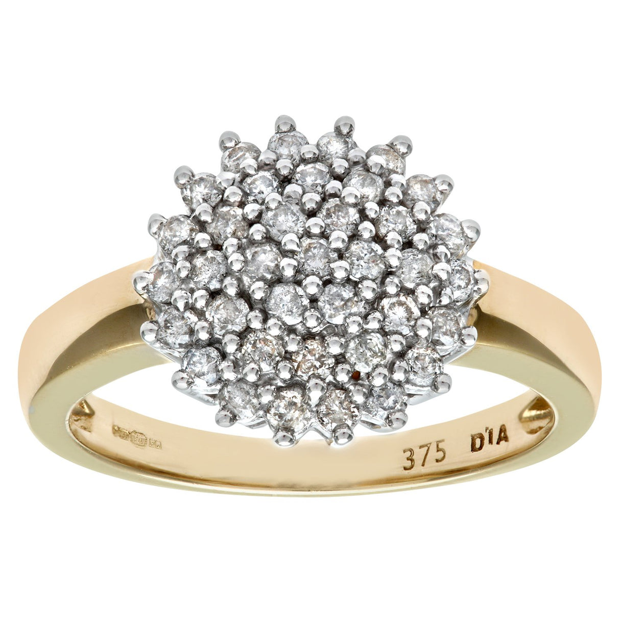 Naava Anillo para Mujer de Oro Amarillo 9K con 37 Diamantes talla 6.5