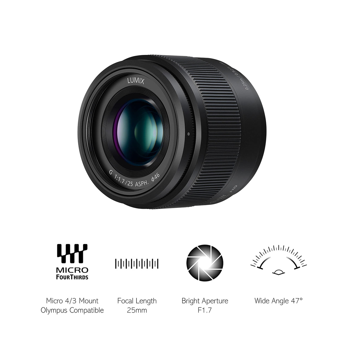 Panasonic Lente Lumix 25 mm F1.7 | H-H025E-K Prime, negro - Compatible con montura Micro 4/3 Panasonic y Olympus