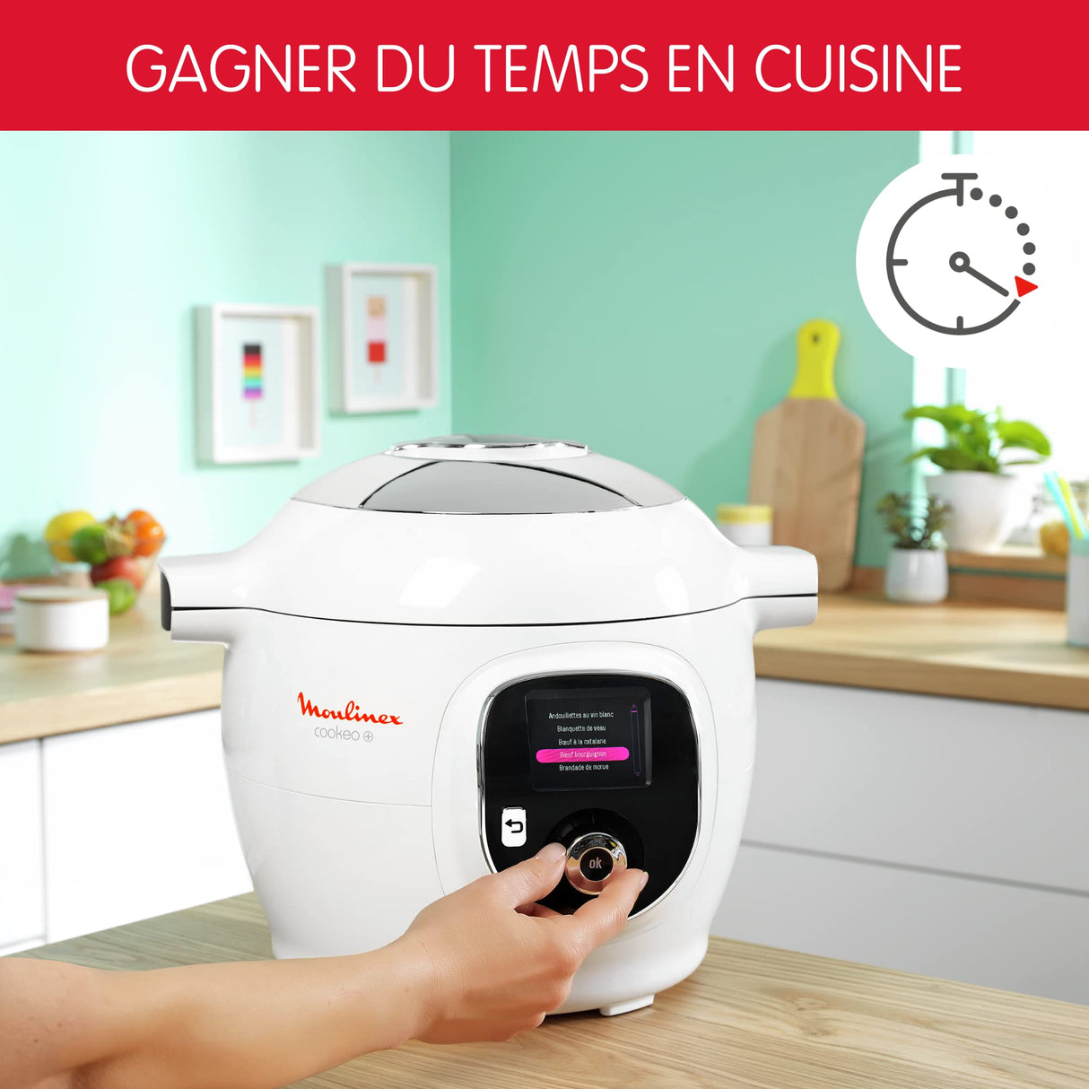 Moulinex, Cookeo - Multicooker inteligente 6L, 150 recetas integradas, cocción sin vigilancia, pantalla intuitiva, guía de cocción, aplicación MyMoulinex, 1600 W, blanco, 15 años reparabilidad