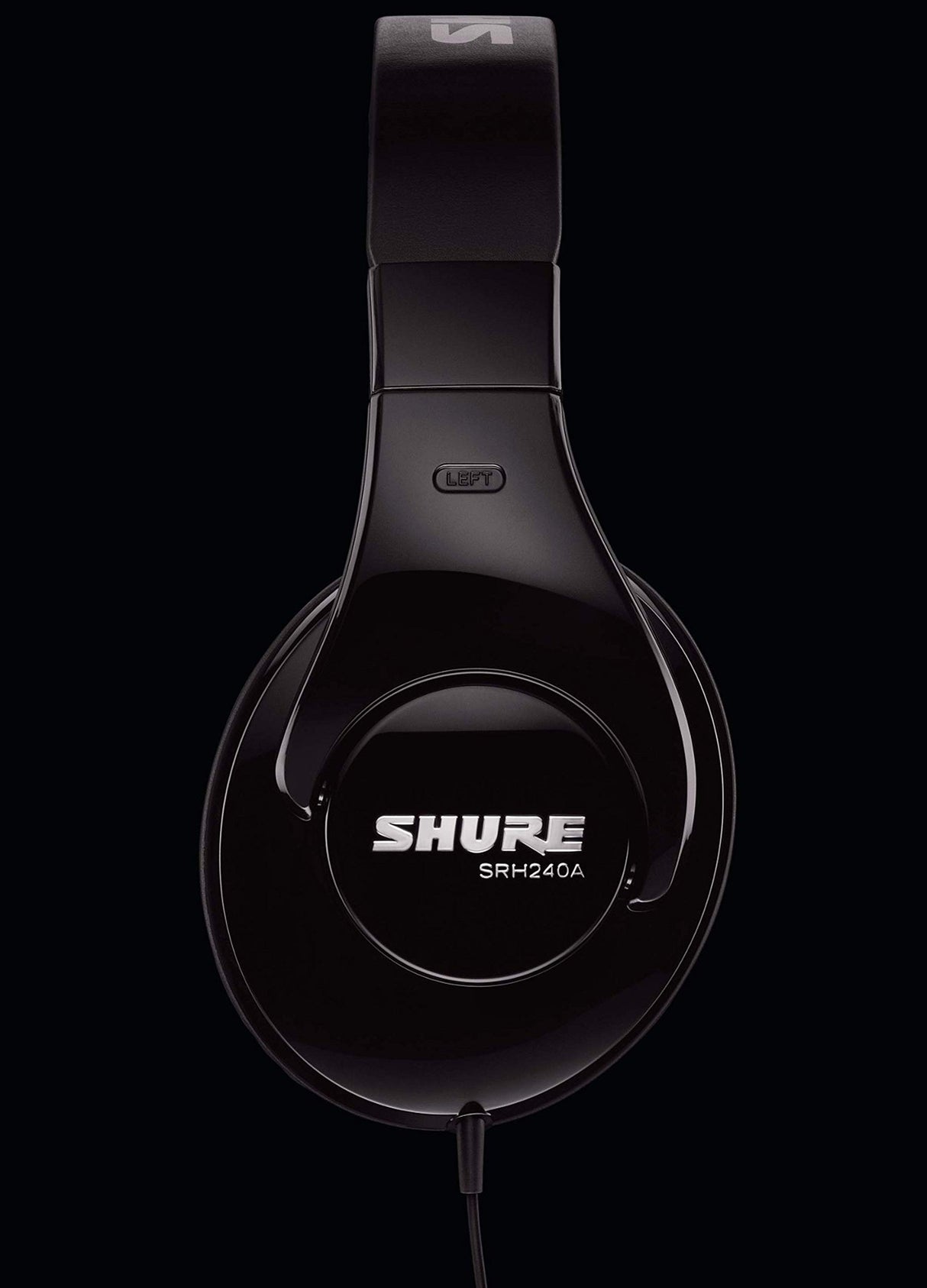 Shure SRH240A-BK-EFS Auriculares de diseño cerrado, para estudio y aplicaciones profesionales, cable desmontable, almohadillas de terciopelo, plegables - Negro