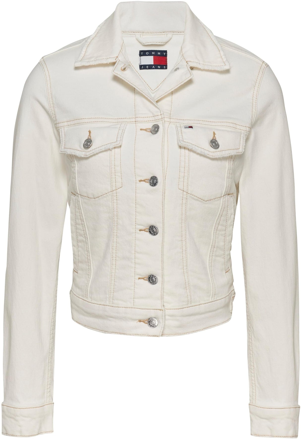 Tommy Jeans Cazadora vaquera Mujer Classic Trucker Regular Fit, Blanco (Denim White), XL