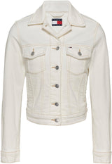 Tommy Jeans Cazadora vaquera Mujer Classic Trucker Regular Fit, Blanco (Denim White), XL