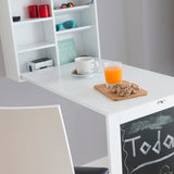 InnovaGoods® Mesa plegable de pared Woldy, mesa con pizarra y estantería, mesa plegable multifunción para trabajar y ahorrar espacio, Medidas ‎80x50x18 cm, Color Blanco