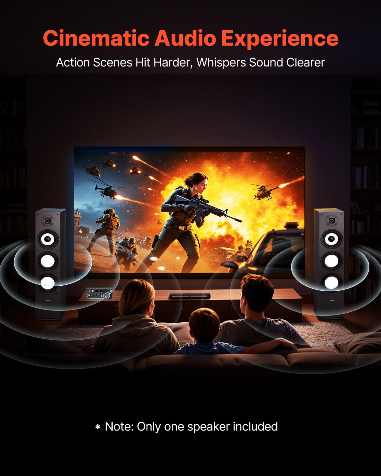 VEVOR Altavoz de Suelo de 2 Vías, con Tweeter de 2,54 cm y Woofer de 16,51 cm, Potencia Máxima de 200 W, Respuesta de Frecuencia de 70 Hz a 20 kHz, Carcasa Robusta de MDF, para Audio Doméstico