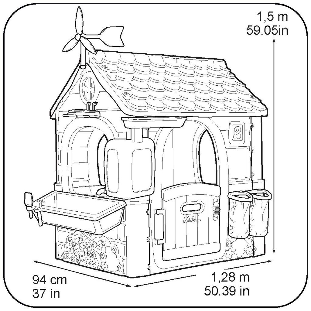 FEBER - Casa Eco House, Versión Previa, Casita de Jardín Educativa con Juegos Ecológicos, Jardinera Urbana, 2 Papeleras, Molino, para niños y niñas Amantes de la Naturaleza,2 años, Famosa (800013004)