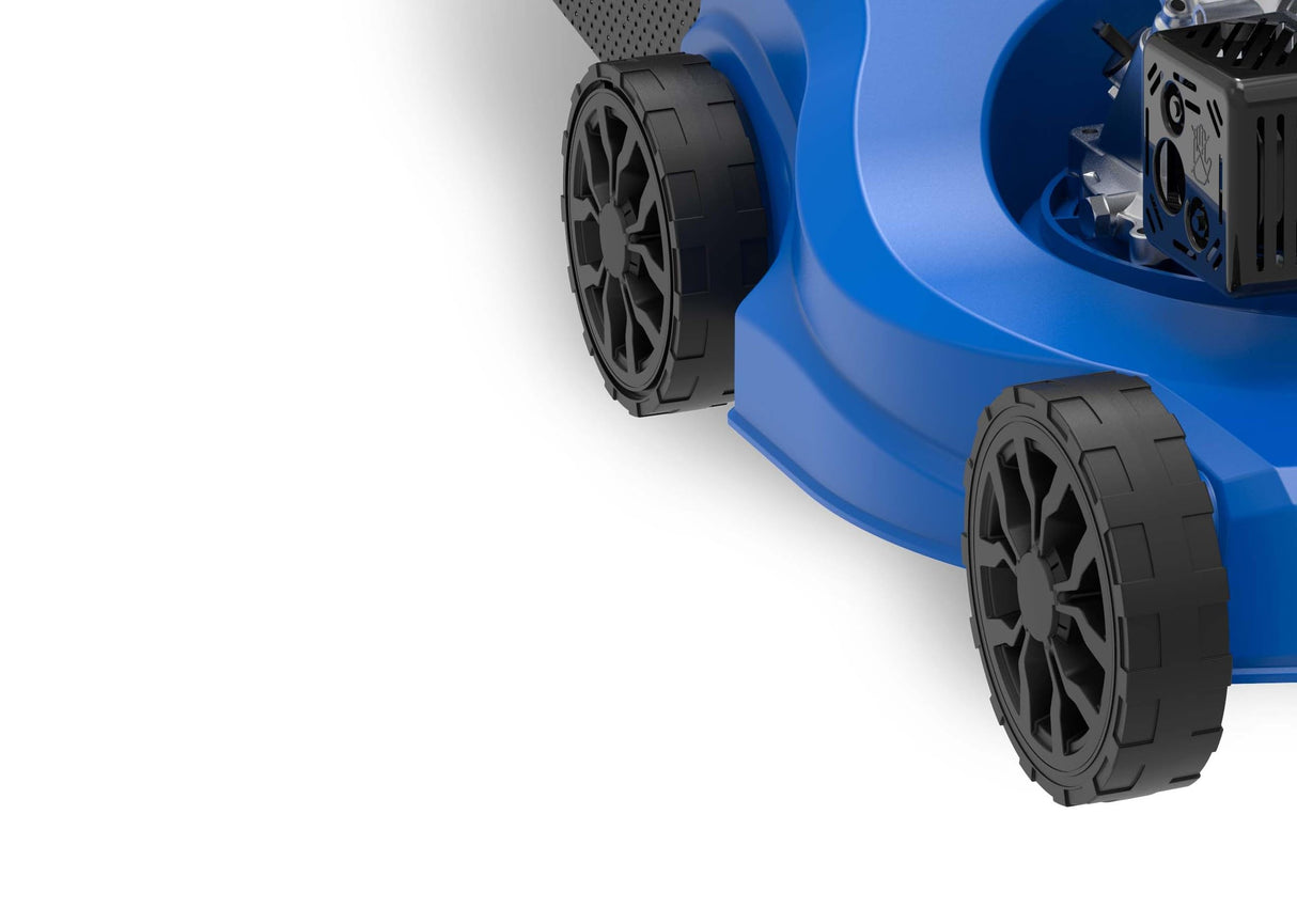 Goodyear - Cortacésped a Gasolina 132cc OHV 4T, 3.35HP, Ancho Corte 39cm, Altura Ajustable 30-66mm, Bolsa 35L, Chasis Plástico, Arranque Manual, Ideal Jardines Medianos
