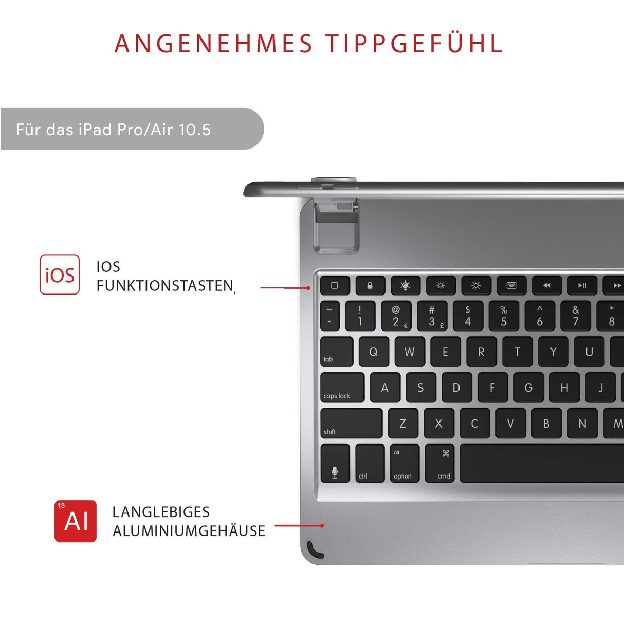 Teclado Bluetooth Brydge 9,7 y 10,5, de Aluminio Plata