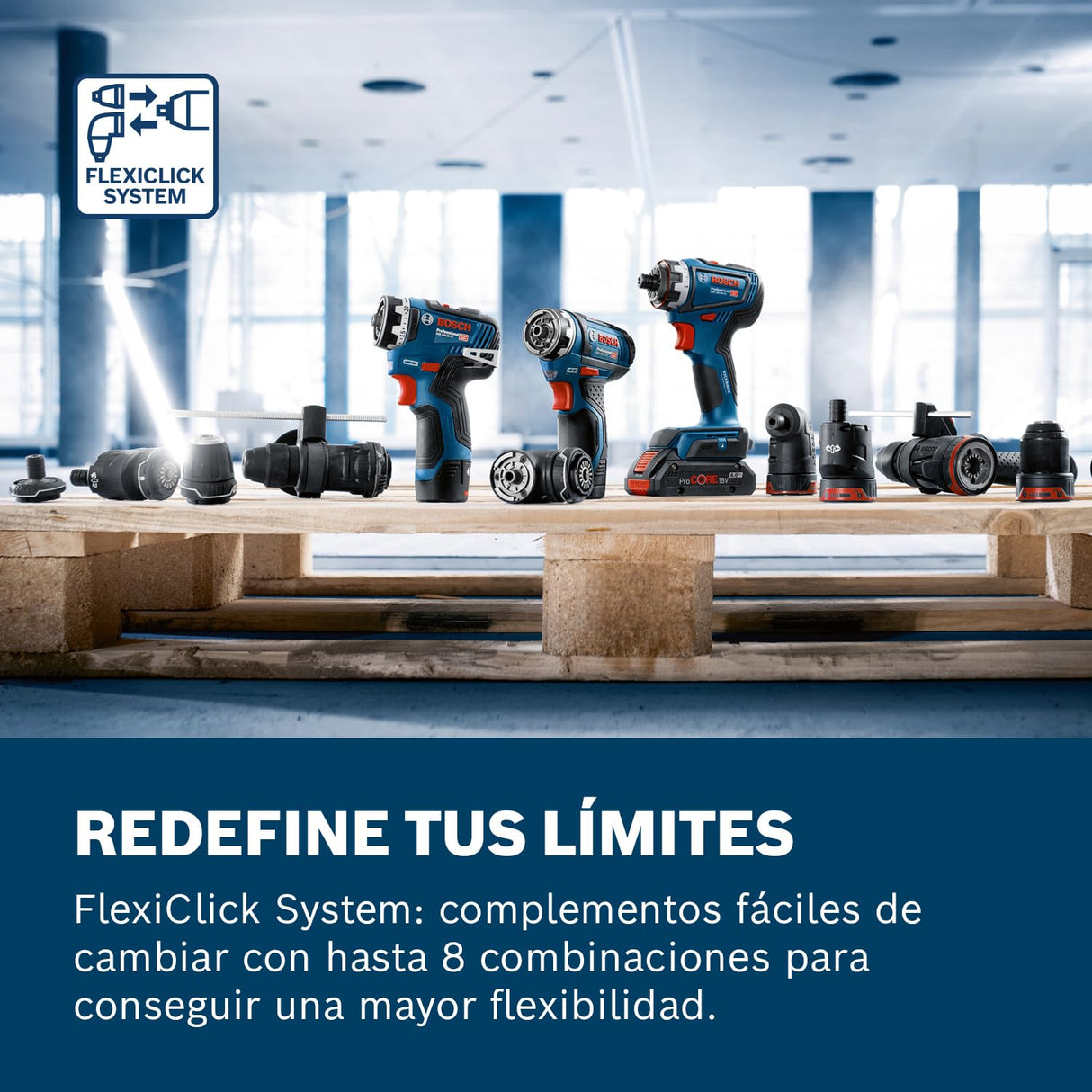 Bosch Professional 12V System GSR 12V-35 FC - Atornillador a batería (Brushless, 35 Nm, 4 cabezales FlexiClick, 2 baterías x 3.0 Ah, en L-BOXX)